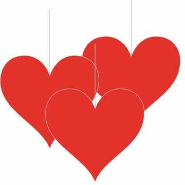 3x stuks hangversiering harten/hartje 17 cm