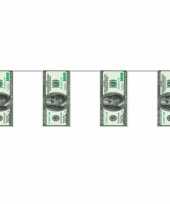 2x stuks geld slingers met dollars van 4 meter