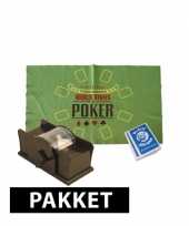 Poker speelmat kaarten en schudmachine